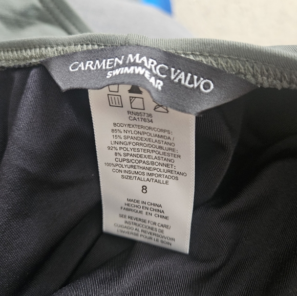 Carmen Marc Valvo Peek A Boo Beaded One Piece Swimsuit Size 8 - Picture 7 of 7